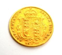 A Queen Victoria gold half sovereign, 1892.