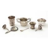 A small group of miniature silver pieces