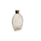 A late 19th century continental silver mounted cut-glass spirit flask