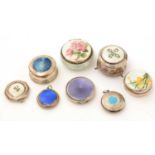 An Edwardian silver box and other silver and enamelled boxes