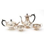 An Elizabeth II silver four-piece tea and coffee service