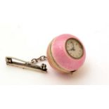 A continental silver and pink enamel pendant watch