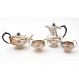 A George VI four-piece silver tea set