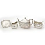 A George III silver four-piece tea service.