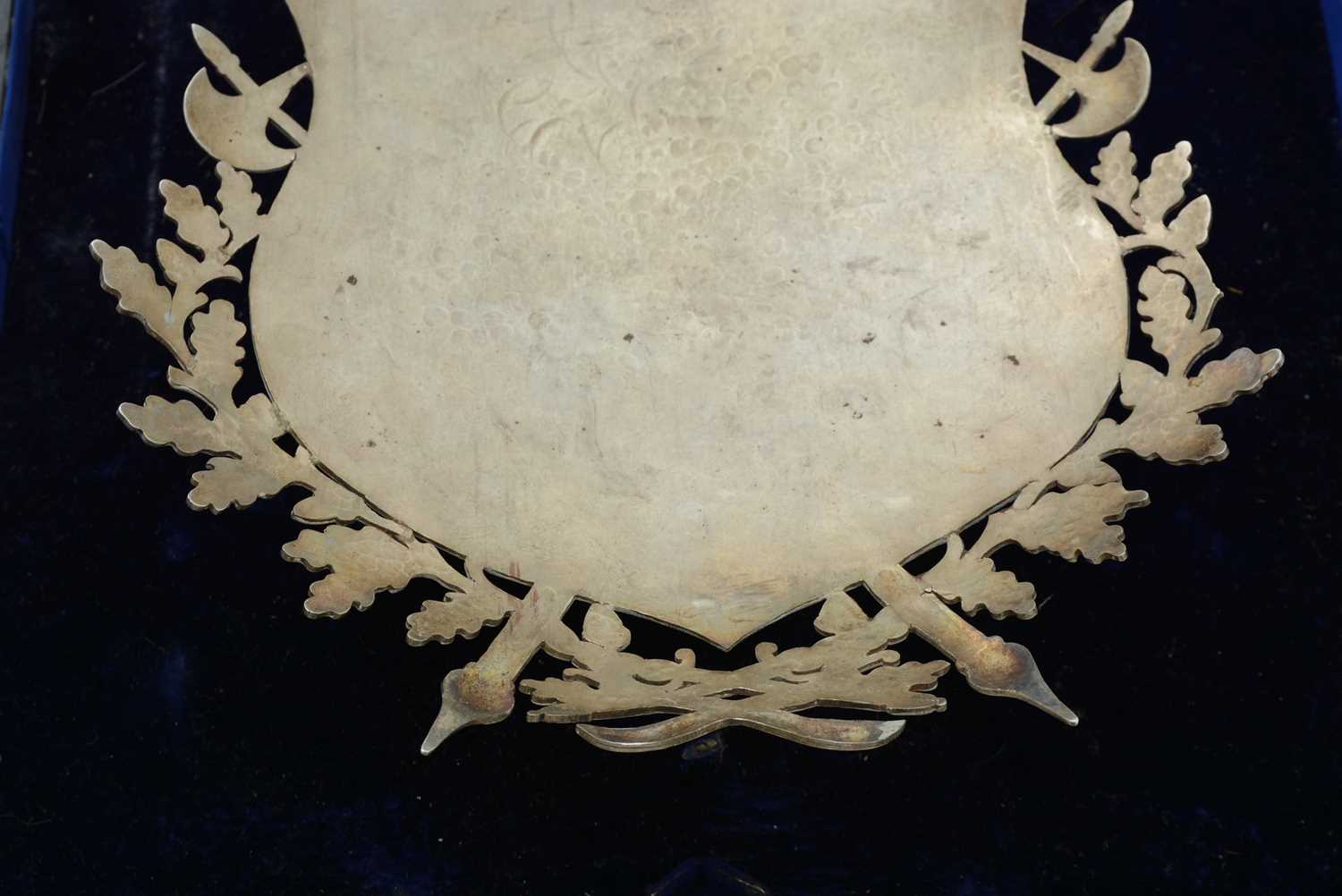 A late Victorian silver presentation shield - Image 3 of 12