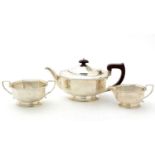An art deco silver three-piece tea set