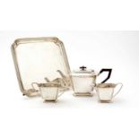 An art deco three-piece silver tea set