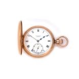 J.W. Benson: a 9ct yellow gold-cased half-hunter pocket watch