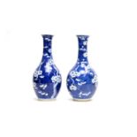 Pair Chinese blue and white bottle vases