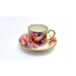 Royal Worcester coffee can and saucer by M. Miller