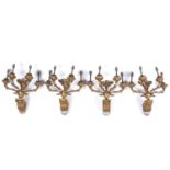 A set of four French Empire ormolu wall lights