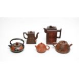 Five Chinese stoneware teapots