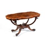 A Victorian burr walnut centre table