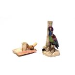 Royal Worcester Stork spill vase, Worcester Mouse chamberstick