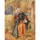 19th Century British School - Lady in a bower | watercolour