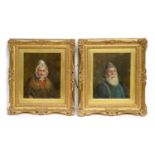 Sanderson - A Fisherman and His Wife; Portrait Pair | oil