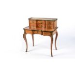 A Louis XV style walnut and inlaid bonheur du jour c.1900