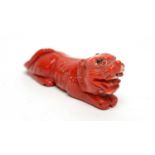 Chinese carved coral figure of a tiger