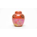 Small Ruskin orange lustre jar and cover