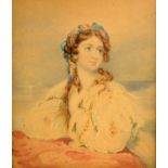 19th Century British School - Portrait of a young lady on the Grand Tour | watercolour