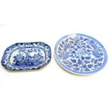 Chinese blue and white export meat dish, and a small charger.