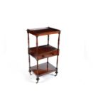 A Victorian rosewood three-tier whatnot