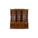 A large late 19th Century mahogany breakfront library bookcase