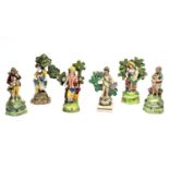 Six Staffordshire pearlware figures