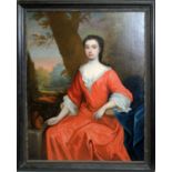 Manner of Michael Dahl - Portrait of a Lady Gesturing Towards a Red Squirrel | oil