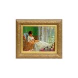19th Century French School - A Peaceful Hour for Needlework | oil