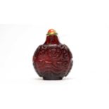 Chinese ruby glass carved snuff bottle