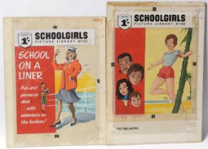 Original Front Cover Artwork for the Fleetway Library Comic "School Girls" Picture Library