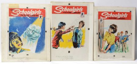 Original Comics Cover Artwork for Fleetway Publications Comic "School Girls" Picture Library