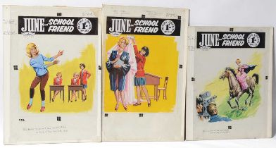 Original Front Cover Artwork Fleetway Publications' girls comic "June and School Friend"