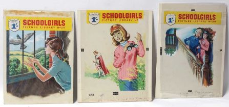 Original Front Cover Artwork for the Fleetway Library Comic "School Girls" Picture Library