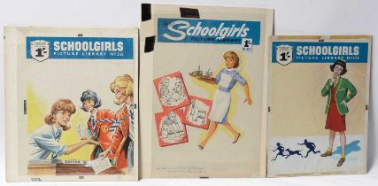 Original Front Cover Artwork for the Fleetway Library Comic "School Girls" Picture Library