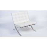 White Leather 'Barcelona Chair'