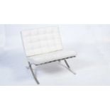 White Leather 'Barcelona' chair