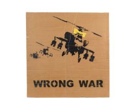 BANKSY - "Happy Choppers" Anti-Iraq War Protest March Plaqard | spray paint on cardboard