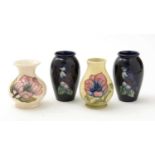 Four small Moorcroft vases