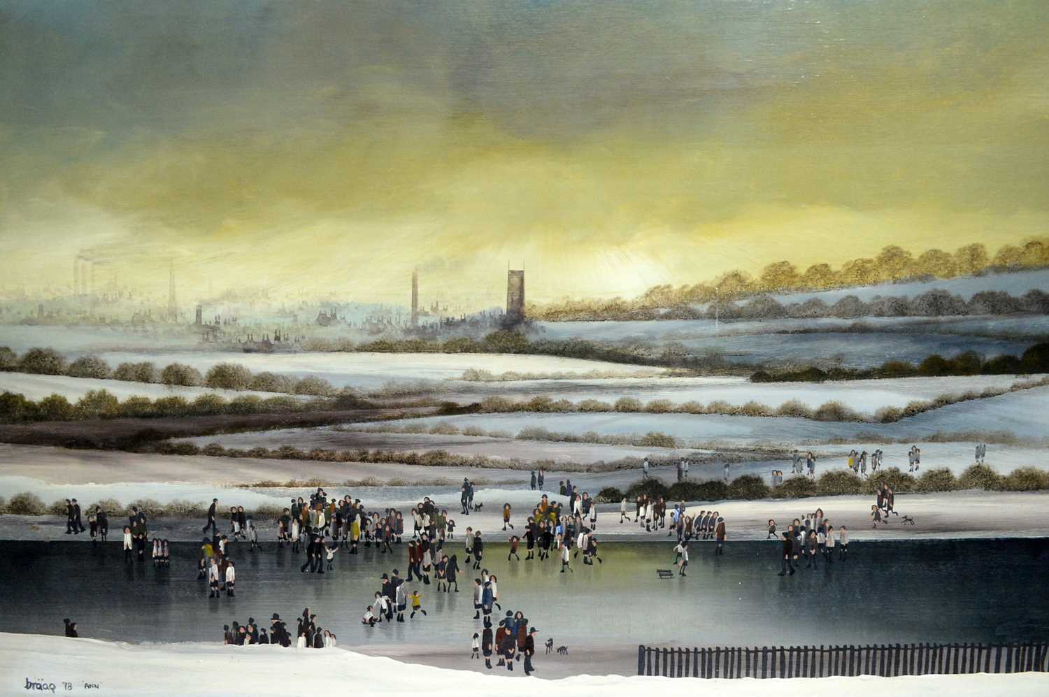 "Braaq" Brian Shields - Ice Skating on the Lake | oil - Image 2 of 4