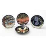 Four small Moorcroft dishes boxed