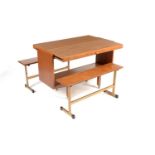 A mid 20th-Century metamorphic teak and formica drinks trolley/dining table