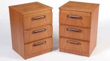 Attributed to G Plan: a pair of mid-Century 'Fresco' teak bedside cabinets
