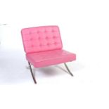Pink Leather 'Barcelona' chair
