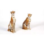 Two Italian pottery cheetahs