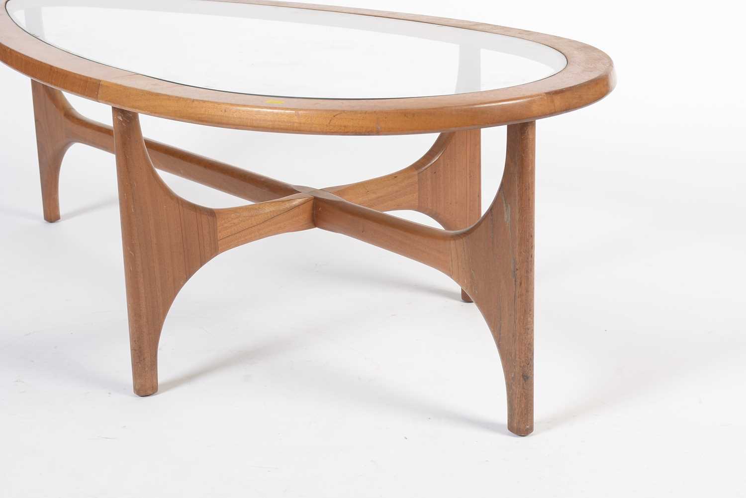 Stateroom by Stonehill: a mid-Century teak and glass coffee table of teardrop form - Image 6 of 8