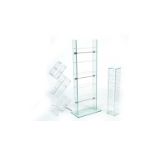 A collection of perspex and glass CD racks