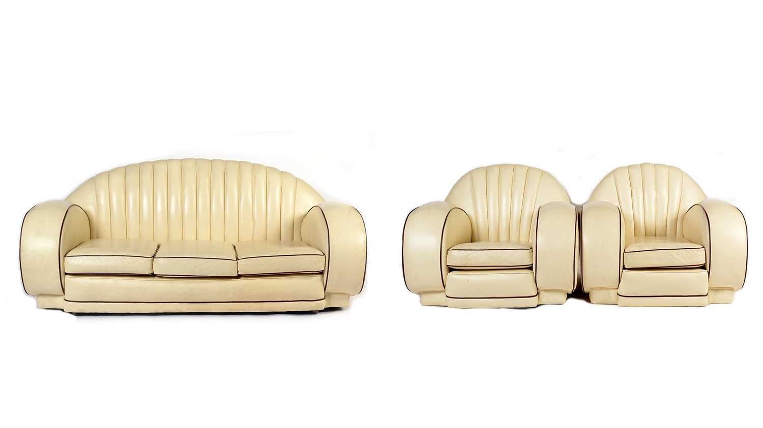 An Art Deco Cloud sofa three piece suite