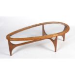 Stateroom by Stonehill: a mid-Century teak and glass coffee table of teardrop form